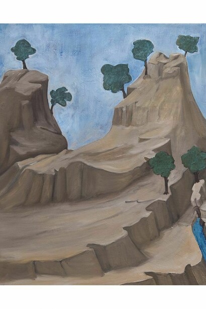 Henrietta Simson, Landscape with a Spring (after Giotto), Oil and pigment on gesso panel, 23.6 x 18.8 in. (60 x 48 cm)