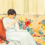 Helen McNicoll, Le divan de chintz (détail), 1913. Avec l'aimable autorisation du National Gallery of Canada