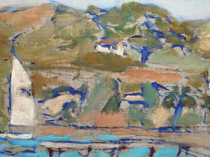 Gonni, "Paesaggio a Elba" (Bagnaia), 1979, olio su tela, 50x40 cm