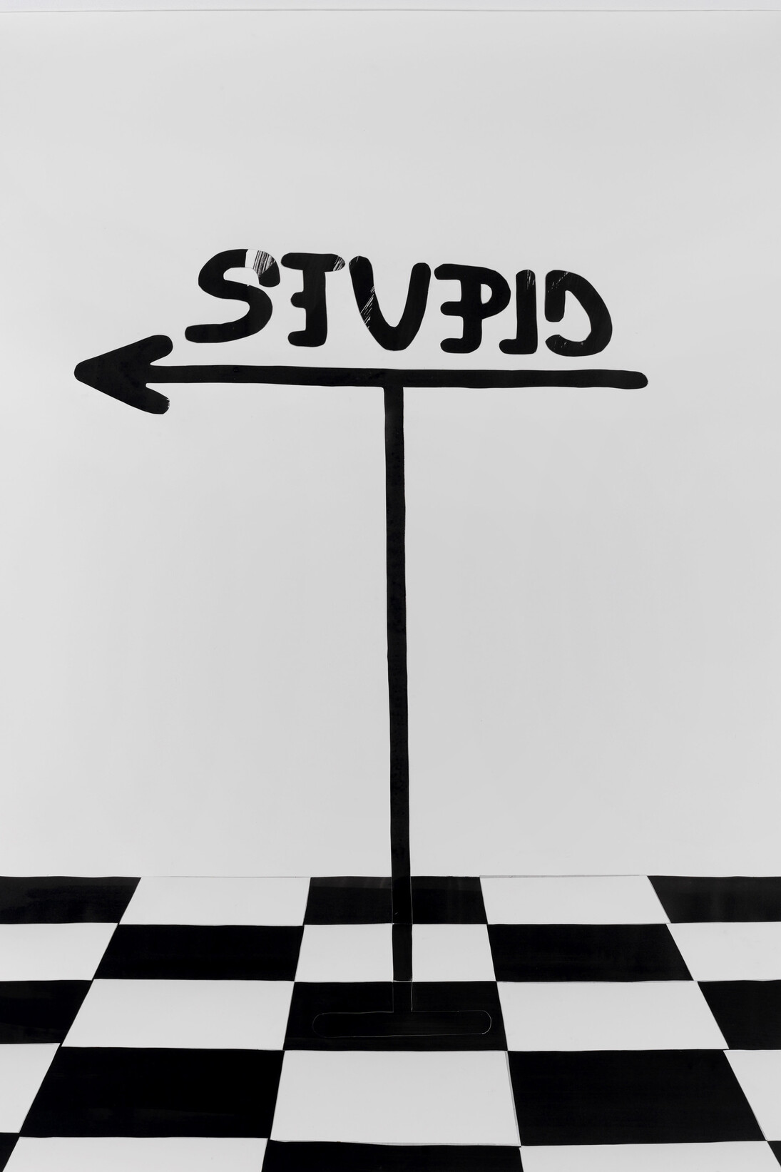 Frances Stark, Stupid Moment in Clever/Stupid Revolution Repurposed, 2015, sumi ink on arches paper with inlay, 158 x 115 cm (62 1/4" x 45 1/4"). Photo: Marcus Leith, Courtesy of greengrassi, London