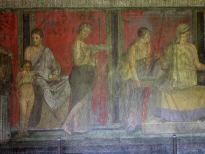 Megalografía en la Villa de los Misterios, en Pompeya, Campania, Italia