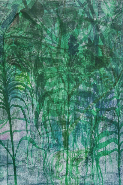 Thomas Berra, Elogio delle Vagabonde, acrilico e tempera su tela, cm 200 x 170, 2017, ph credit Cosimo Filippini