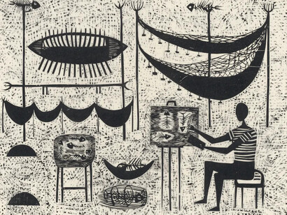 Bogdan Borčić, Studio in Komiža, 1957. Courtesy of Galerija Božidar Jakac