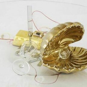 Jutta Koether, Luise, 2013, Polyethylene, clear resin, mixed materials,20 x 90 x 90 cm, Plinth 83 x 90 x 90 cm