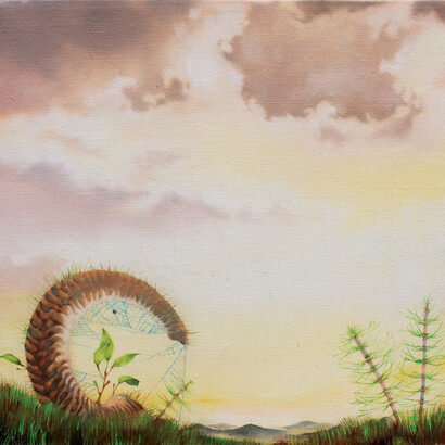 The Devil's horn (2014), olio su tela, 20x20 cm