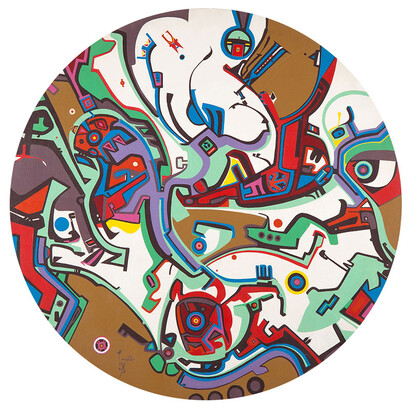 Alex Janvier, Wounded Knee Boy, 1972, Courtesy of the artist and Janvier Gallery, Cold Lake First Nations © Alex Janvier. Photo: Don Hall, courtesy of the MacKenzie Art Gallery