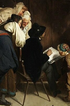 "Joven pintor retratando a una bella campesina", Friedrich Bischoff, 1873