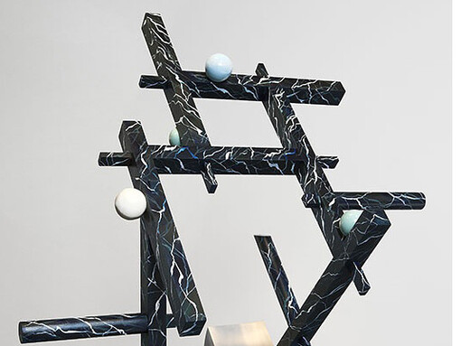 Coco Crampton, Bower, 2016, wood, mdf, aluminium, glazed ceramic, oil paint, 182 x 99 x 70 cm. Courtesy of Belmacz Gallery