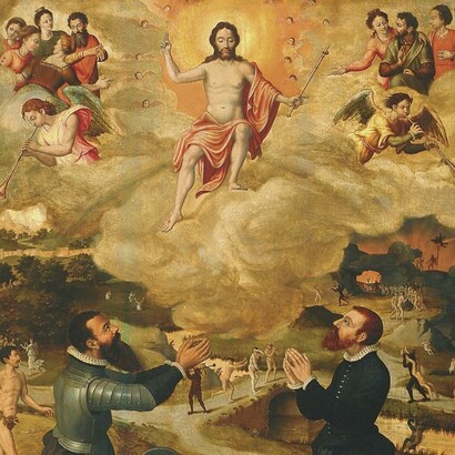 Anonimo, Memoriale dedicato a Jacob Beier e Thomas Romstock con Giudizio Universale, 1574-77. Frans Hals Museum, Haarlem, Paesi Bassi