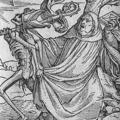 Hans Holbein, Dance of Death: The Abbot, 1529–1530. Cleveland Museum of Art