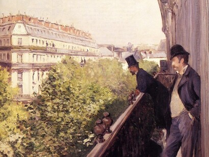 "Balcony, Boulevard Haussman", Gustave Caillebotte,1880, Thyssen-Bornemisza Museum, Prado, Madrid, Spagna
