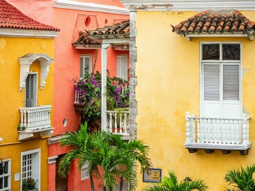 Vibrant walls and winding streets in Cartagena, Colombia, representing a city brimming with culture and character