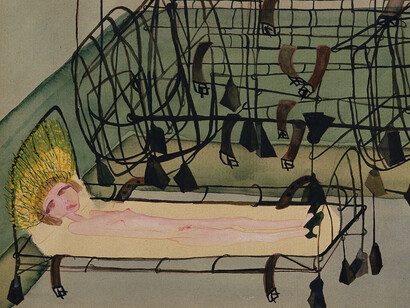Carol Rama - Appassionata, 1940 -
 Watercolor and pencil on paper, 9 x 13 3/4 in (23 x 35 cm) © Archivio Carol Rama, Torino
Fondazione CRT per l’Arte Moderna e Contemporanea and GAM Galleria Civica d’Arte Moderna e Contemporanea, Torino - Courtesy Fondazione Torino Musei - Photo: Studio Gonella
