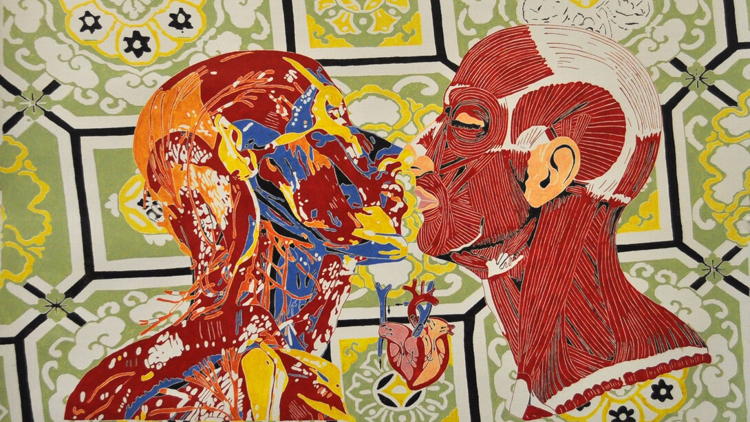 Maurizio Cannavacciuolo, I love you, 2014, olio su tela, 110 x 110 cm