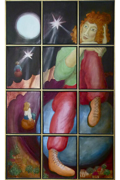 Francine Gravel, Reflection of the Star Gazer, Acrylic & Oil on Linen, 46" x 27"