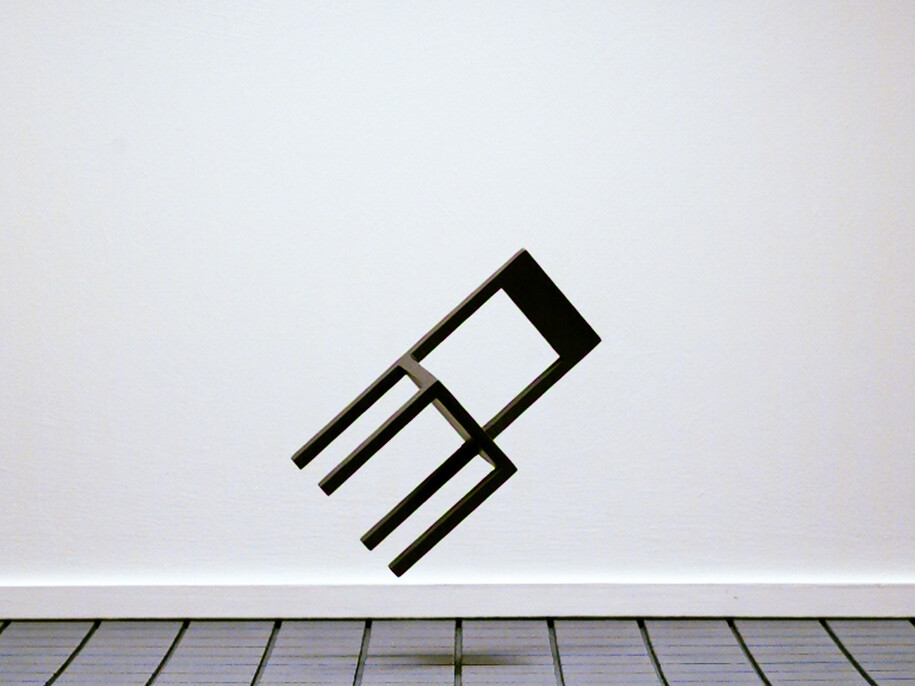 John Wood and Paul Harrison, Grey painted chair, 2014, Single channel HD video [still],  Courtesy of Carroll / Fletcher, Copyright © the Artists