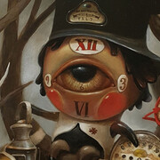 Jesús Aguado, "Looking for time", acrylic on panel, 16 x 16 inches