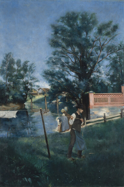 Jožef Petkovšek, Washerwomen by the Ljubljanica, 1886. Mit freundlicher Genehmigung des Unteren Belvedere.