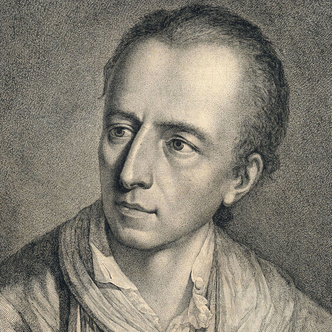 Anonimo, “Ritratto di J. J. Winckelmann” ripreso dal dipinto di Angelica Kaufmann, inizio 1800, litografia, 23,7 x 18,5 cm - Raccolta Piancastelli, Biblioteca Comunale “A. Saffi”, Forlì