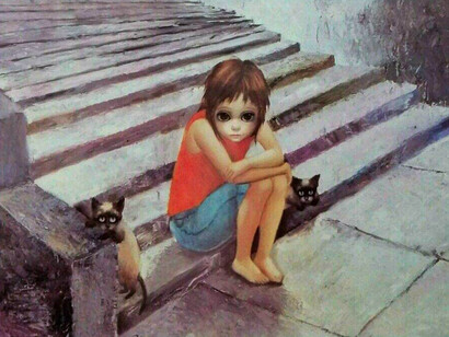 Margaret Keane; Niña con gatos