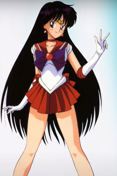 Sailor Mars has a bold and dynamic style reflecting her fiery personality, with red being the dominant color in her outfit, symbolizing energy and passion