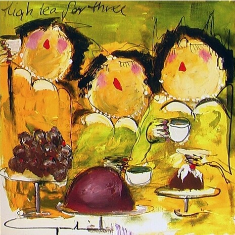 Gerdine Duijsens, High tea for three, 100 x 100 cm