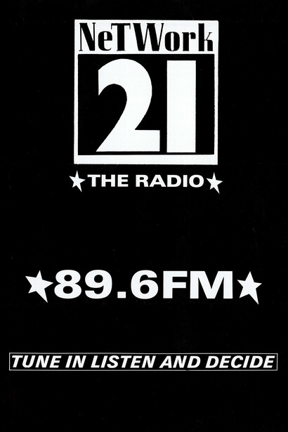 Network 21 89.6FM, c. 1980-89, flyer, image courtesy Stephen Hebditch