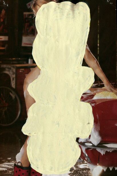 Beverly Semmes, Rubber Boots, 2008, Paint on magazine page, 27.6 x 16,8 cm (10 7/8 x 6 5/8 in.), Courtesy of Beverly Semmes & Susan Inglett Gallery © Chris Kendall