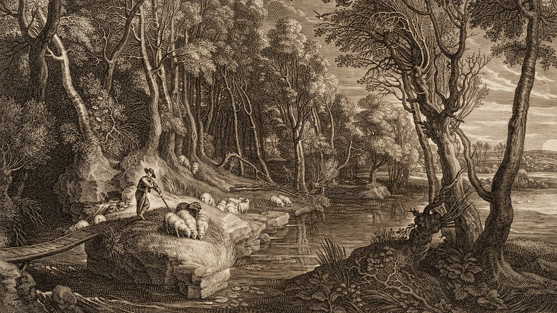 Schelte Adam Bolswert, gravé d’après Pietrus Paulus Rubens, Paysage avec un berger et son troupeau de moutons, 1ère moitié XVIIe siècle. Avec l'aimable autorisation du Musée de Grenoble
