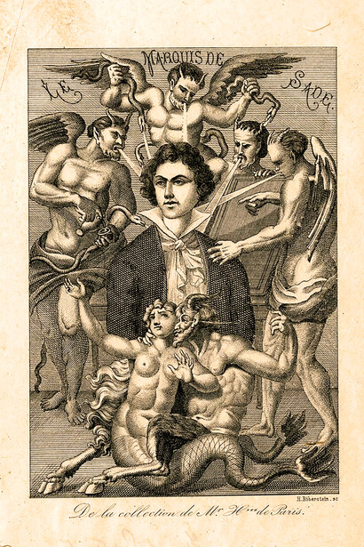 Illustration pour un livre du Marquis de Sade, British Museum. Lorsque l’on dit, par exemple, que ce qui est important pour l’homme, c’est le plaisir, c’est se sentir bien, même en souffrant ou en faisant souffrir