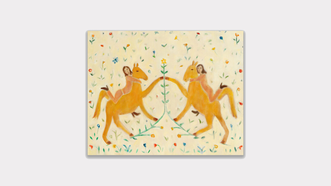 Meghan Borah, Riders in White, 2023. Oil on Canvas, 24h x 30w in. Courtesy of Galleri Urbane