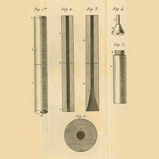 Dibujo del estetoscopio creado por Laennec tal y como aparecía en su obra «De la auscultación mediata»