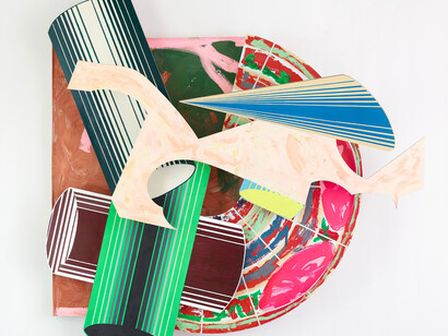 Frank Stella, La Scienza della Fiacca, 3.5 X, 1984. Mixed media on canvas, etched magnesium, aluminum and fiberglass . Courtesy of Paul Kasmin Gallery.