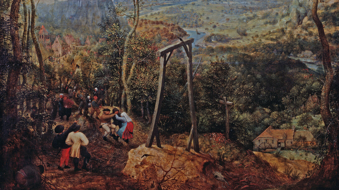 Pieter Brueghel el Viejo; La urraca sobre el cadalso, 1568 (detalle)
