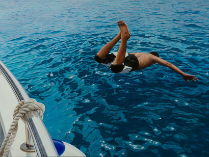 Gustavo Fernandes, First Dive, Oil on canvas, 100 x 150 cm