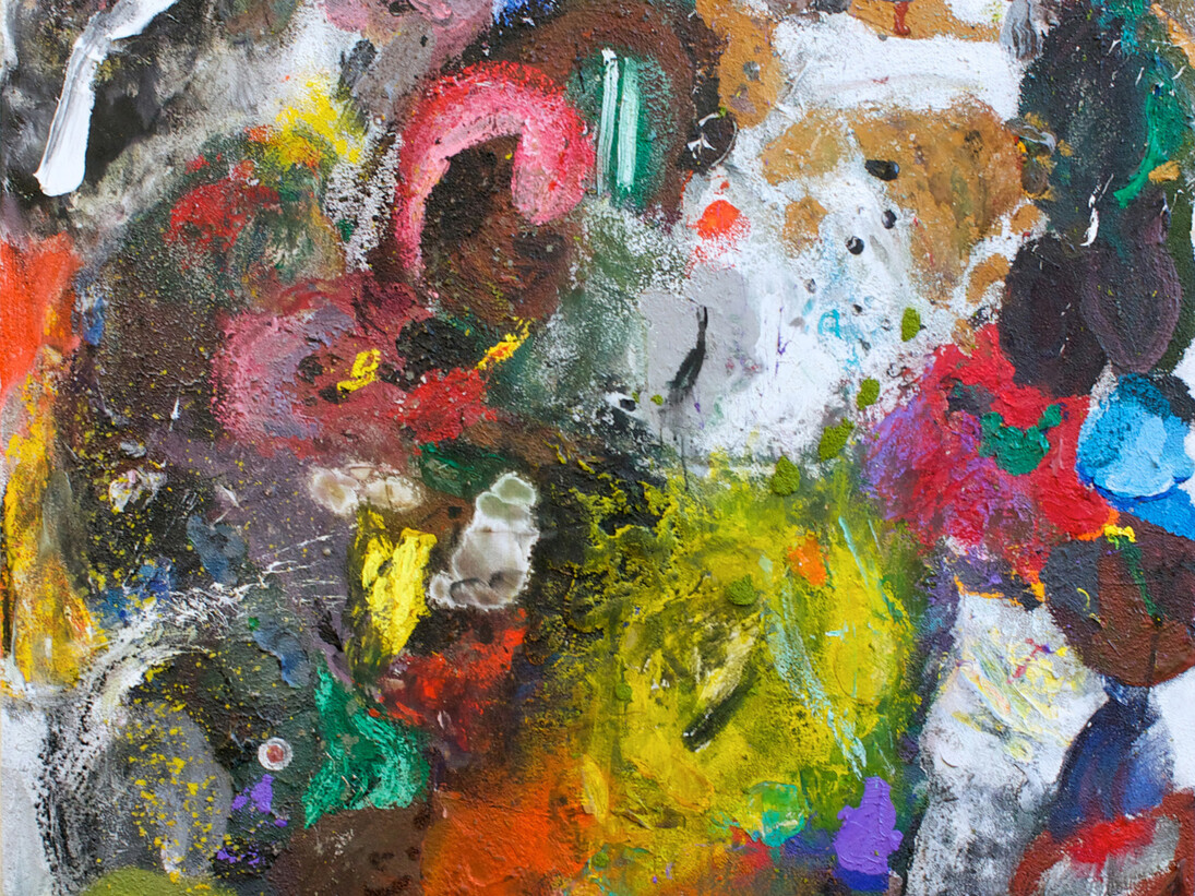 Jim Dine, It Creases So Easily, 2014, acrylique, sable et fusain sur toile, 122 x 107 cm, Courtesy Galerie Daniel Templon, Paris & Brussels