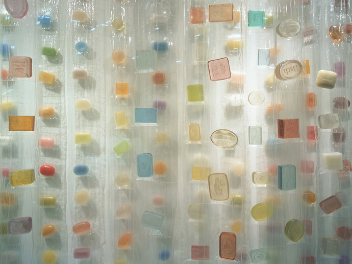 Miyuki Yokomizo, Please Wash Away, 2004, soap, plastic, vinyl, dimensions variable
