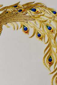 Sicilian hand embroidered Golden Peacock with gold threads