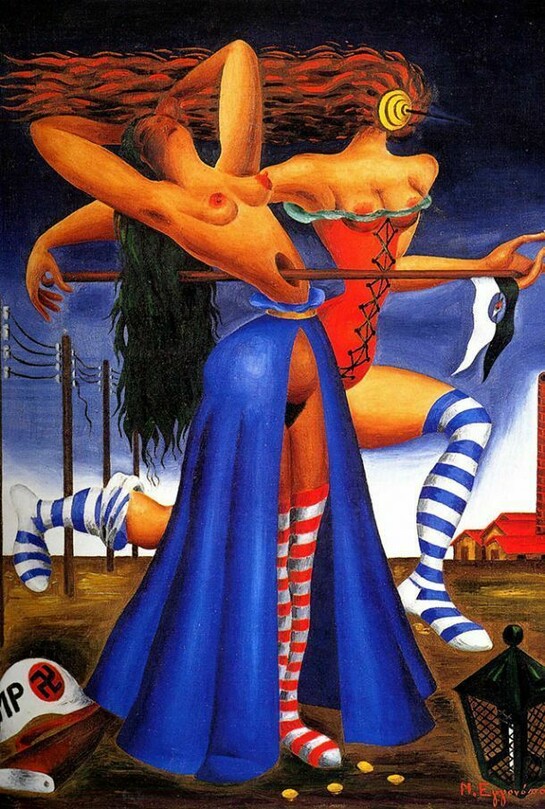 Nikos Engonopoulos, Civil War, 1948, oil on canvas, 52.5 x 41.5 cm, Private Collection, Athens