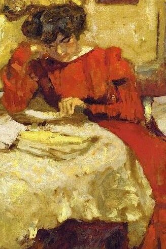 «Madame Hessel en robe rouge lisant»(1905), Édouard Vuillard 