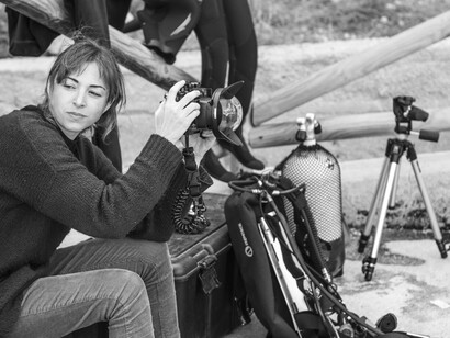 Leo Aymará junto a todo el equipo de grabación