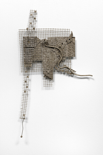 Dominick Di Meo, Untitled, 1990s (Undated)
Sculptural elements, graphite, wire, acrylic, and canvas,
14 × 17 × 3 ½ inches (35.56 × 43.18 × 8.89 cm). Courtesy of the artist and Corbett vs Dempsey