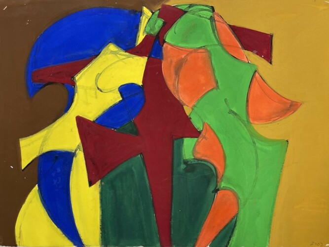 David Hayes, Study for sculpture, gouache on paper, 22x30 in