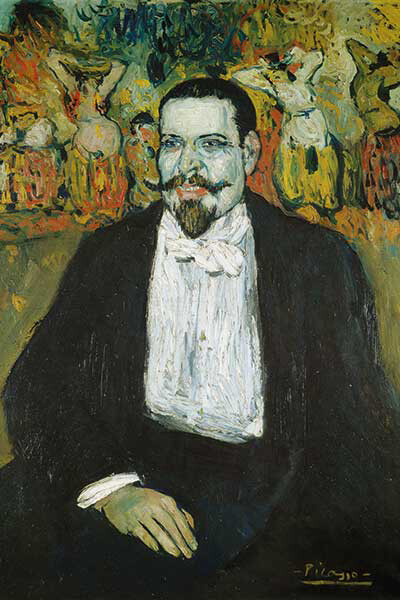 Pablo Picasso, Ritratto di Gustave Coquiot, 1901, Olio su tela, 100 x 81 cm, Parigi, Centre Pompidou, Musée national d’art moderne, in deposito al Musée national Picasso
