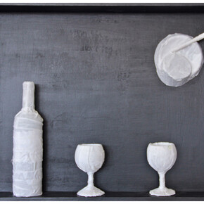 Géraldine Cario, Wrapping away III, 73cm x 53 cm (28.7 inches x 20.9 inches), Wood, fabric, glass,various, 2015