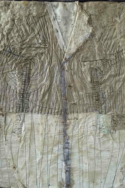 Identity shirt, second generation, 1969, stoffe varie, filo, matita, cm. 59,2 x 49,6, courtesy P420, Bologna