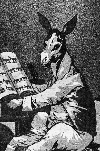 Capricho número 39 de Francisco de Goya, "Asta su abuelo". entre 1797 y 1799