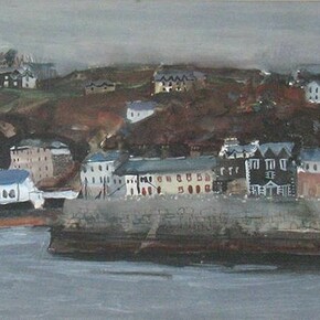 John Houston, Tobermory, 1955, gouache, property of Hilary and the late Keith McCallum, W:68cm H:42cm