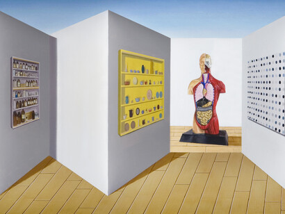 Patrick Hughes, The Emergence of the Hole, 2008, Oil on board construction, 48 x 129 x 19 cm