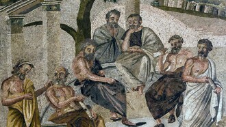 Mosaico del siglo I representando a Platón en su Academia, Pompeya, Italia